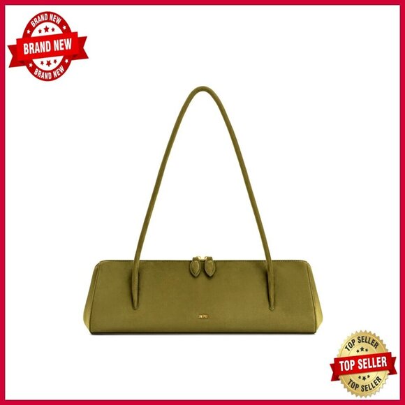 Handbags - Faux Suede Shoulder Bag Satchel with Gold Hardware, Fits Phone